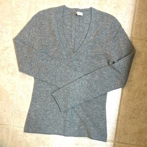 J. Crew Gray V-Neck cashmere Sweater Lightweight Knit